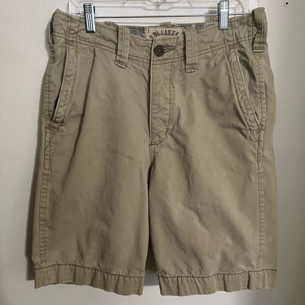 HOLLISTER Classic Preppy Khaki Cargo Shorts Light Distressing Men's Size 28 W